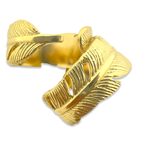 Ring blad goud stainless steel-Sieraden-Kraaltjes van Renate