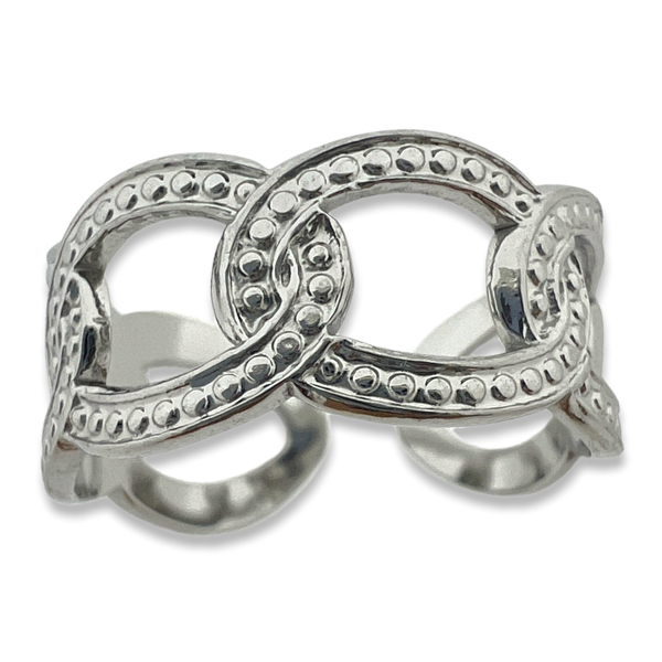Ring chain textured zilver stainless steel-Sieraden-Kraaltjes van Renate