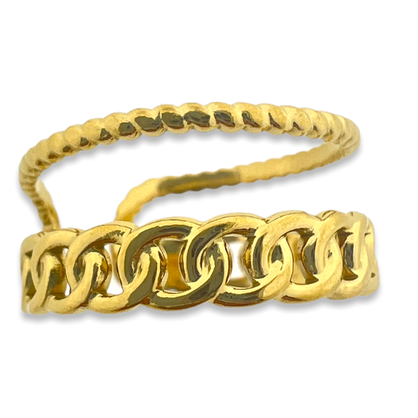 Ring curb chain goud stainless steel-Sieraden-Kraaltjes van Renate