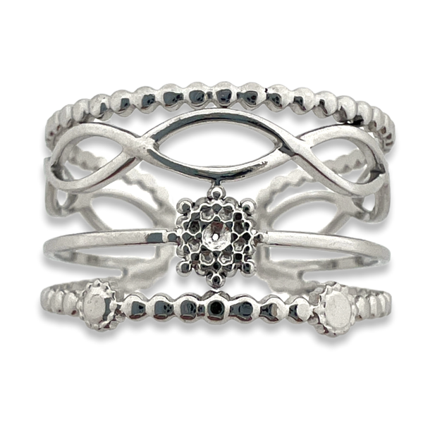 Ring dubbel bloem zilver stainless steel-Sieraden-Kraaltjes van Renate