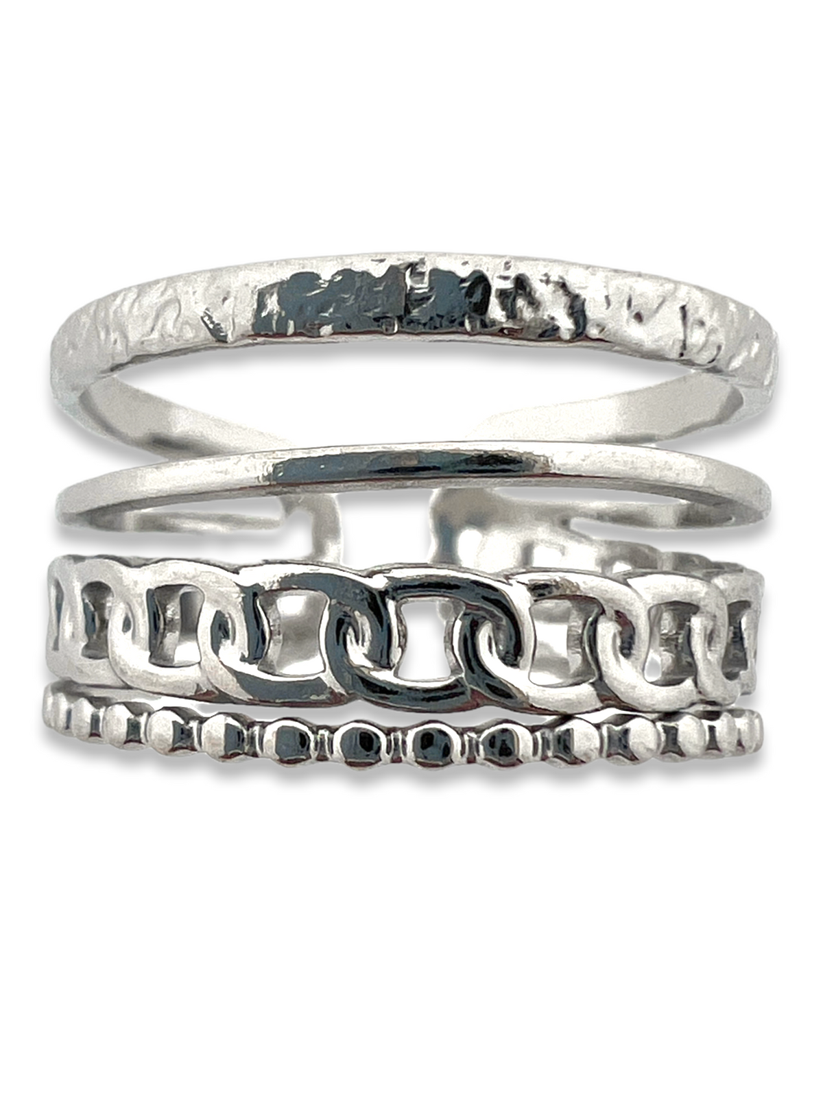 Ring dubbel chain zilver stainless steel-Sieraden-Kraaltjes van Renate