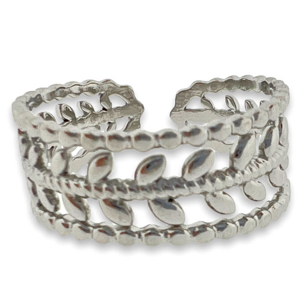 Ring dubbel leafs zilver stainless steel-Sieraden-Kraaltjes van Renate