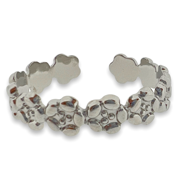 Ring flower zilver stainless steel-Sieraden-Kraaltjes van Renate