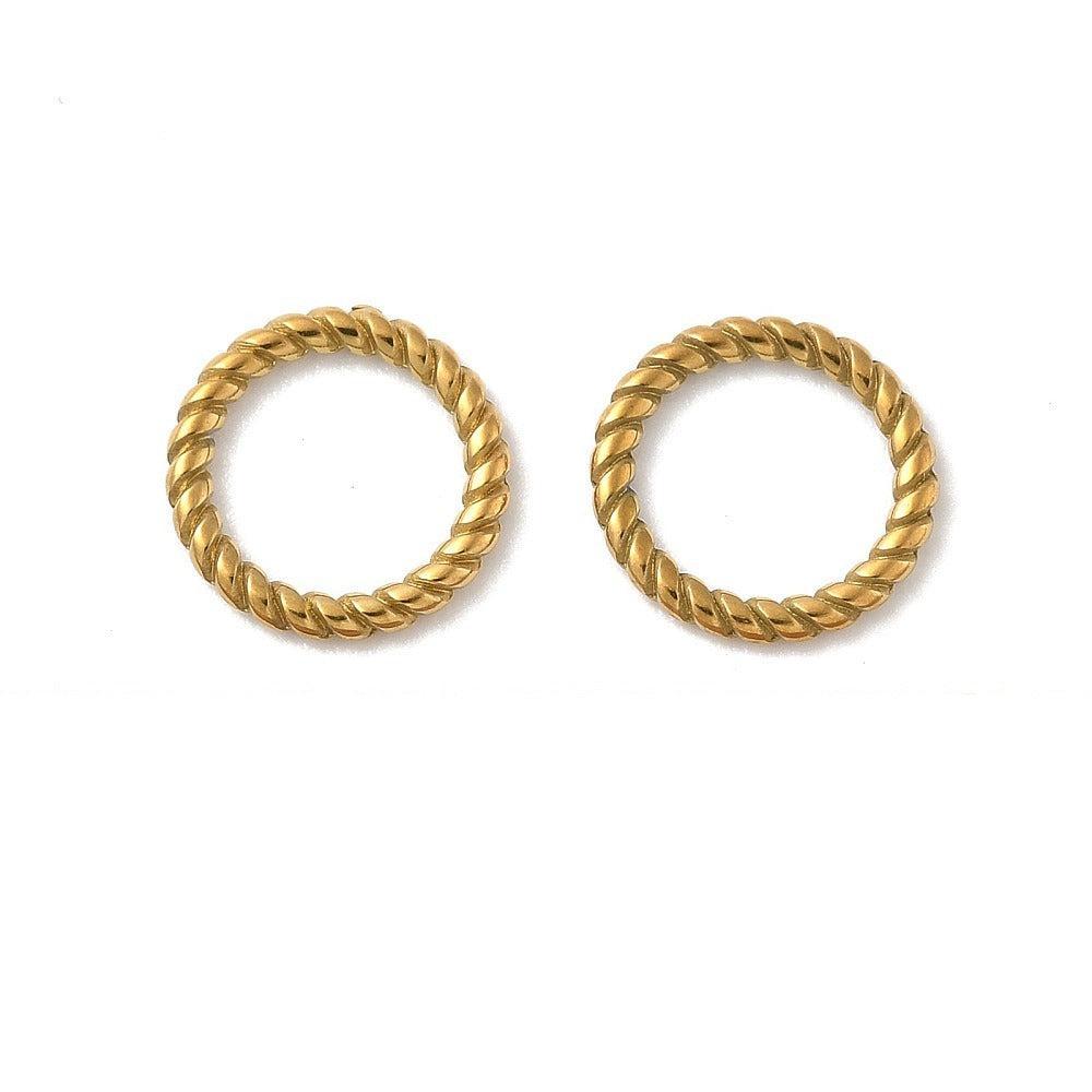 Ringetje Gesloten Getwist Premium RVS Goud 12x1.5mm - per stuk-Onderdelen-Kraaltjes van Renate