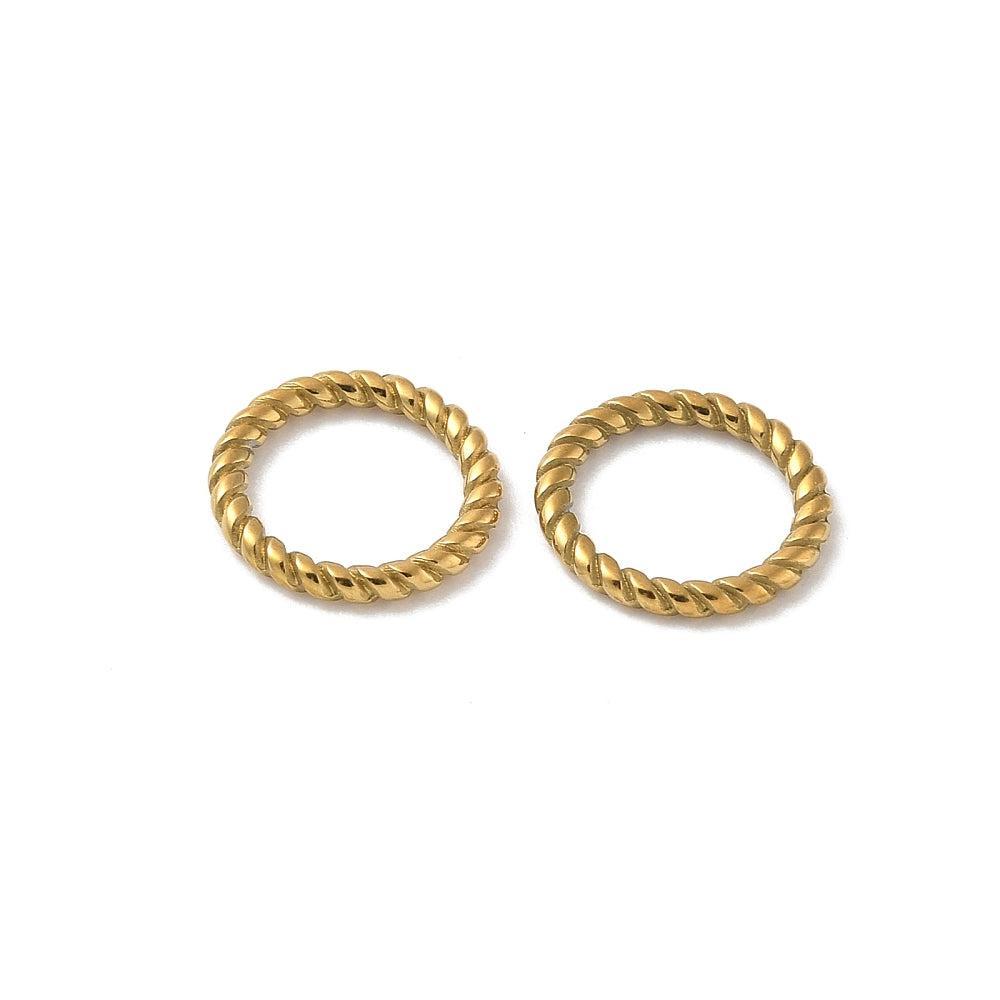 Ringetje Gesloten Getwist Premium RVS Goud 12x1.5mm - per stuk-Onderdelen-Kraaltjes van Renate