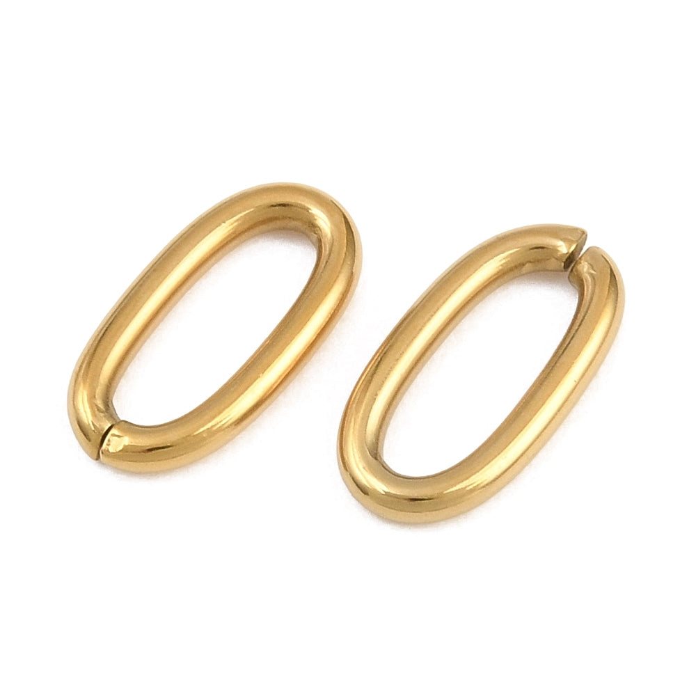 Ringetje Open Ovaal Premium RVS Goud 11.5x6x1.5mm - per stuk-Onderdelen-Kraaltjes van Renate
