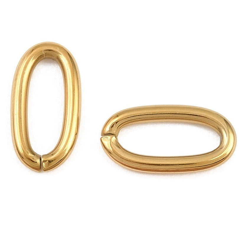 Ringetje Open Ovaal Premium RVS Goud 11.5x6x1.5mm - per stuk-Onderdelen-Kraaltjes van Renate