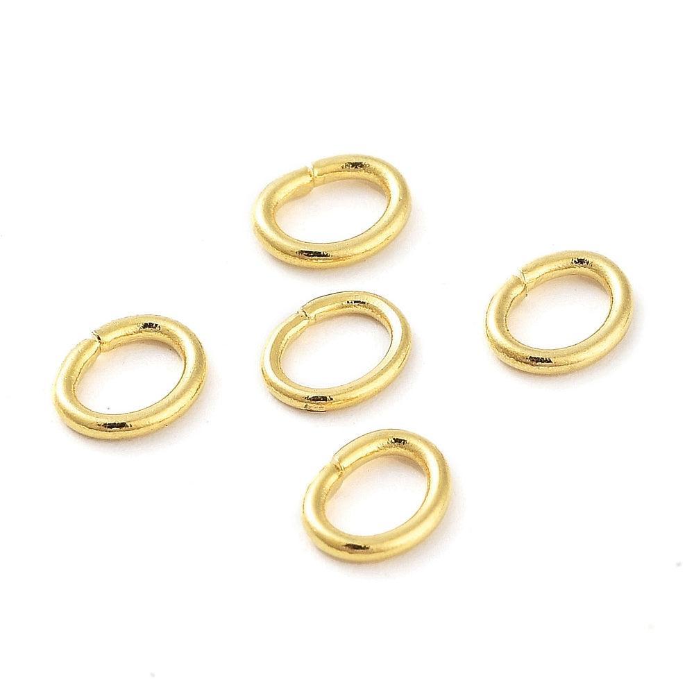 Ringetje Open Ovaal RVS Goud 4x5mm - ± 32 stuks-Onderdelen-Kraaltjes van Renate