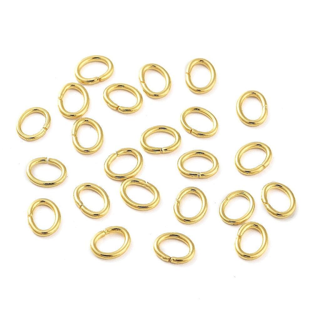 Ringetje Open Ovaal RVS Goud 4x5mm - ± 32 stuks-Onderdelen-Kraaltjes van Renate