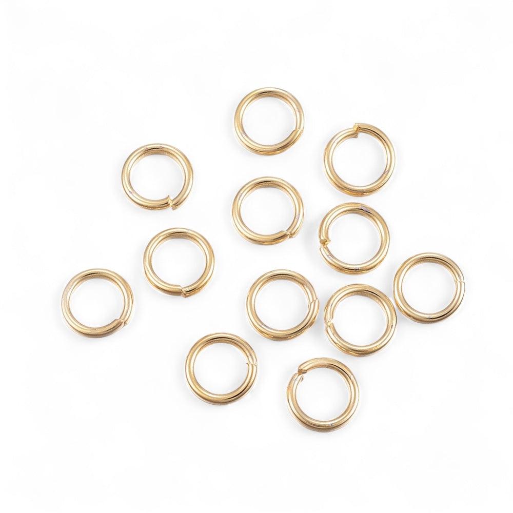 Ringetjes 8x1.2mm RVS goud- per 10 stuks-onderdelen-Kraaltjes van Renate