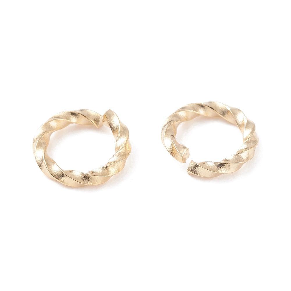 Stainless Steel Ringetje Gedraaid Goud 8x1.2mm - per 10 stuks-Onderdelen-Kraaltjes van Renate