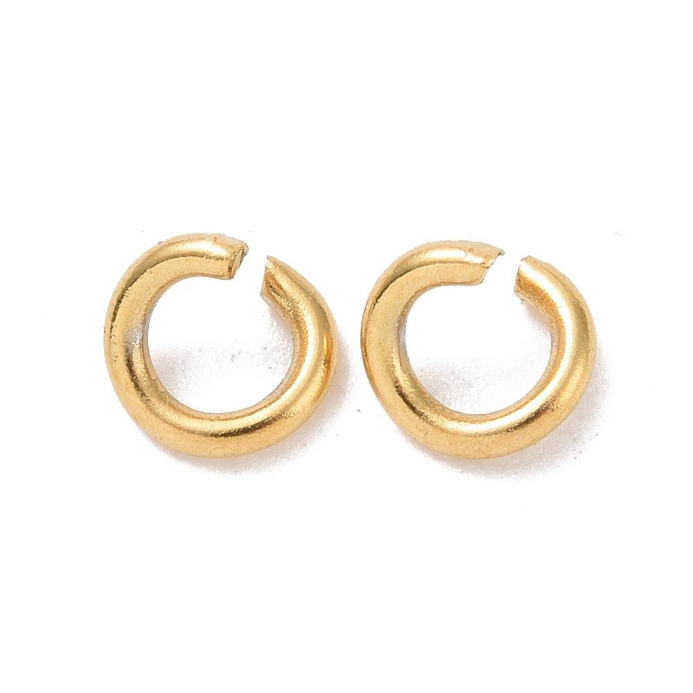 Ringetjes Premium 18k RVS Goud 5x1mm - 16 stuks-Onderdelen-Kraaltjes van Renate