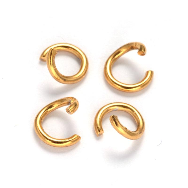 Ringetjes Premium 18k RVS Goud 6x1mm - 16 stuks-Onderdelen-Kraaltjes van Renate