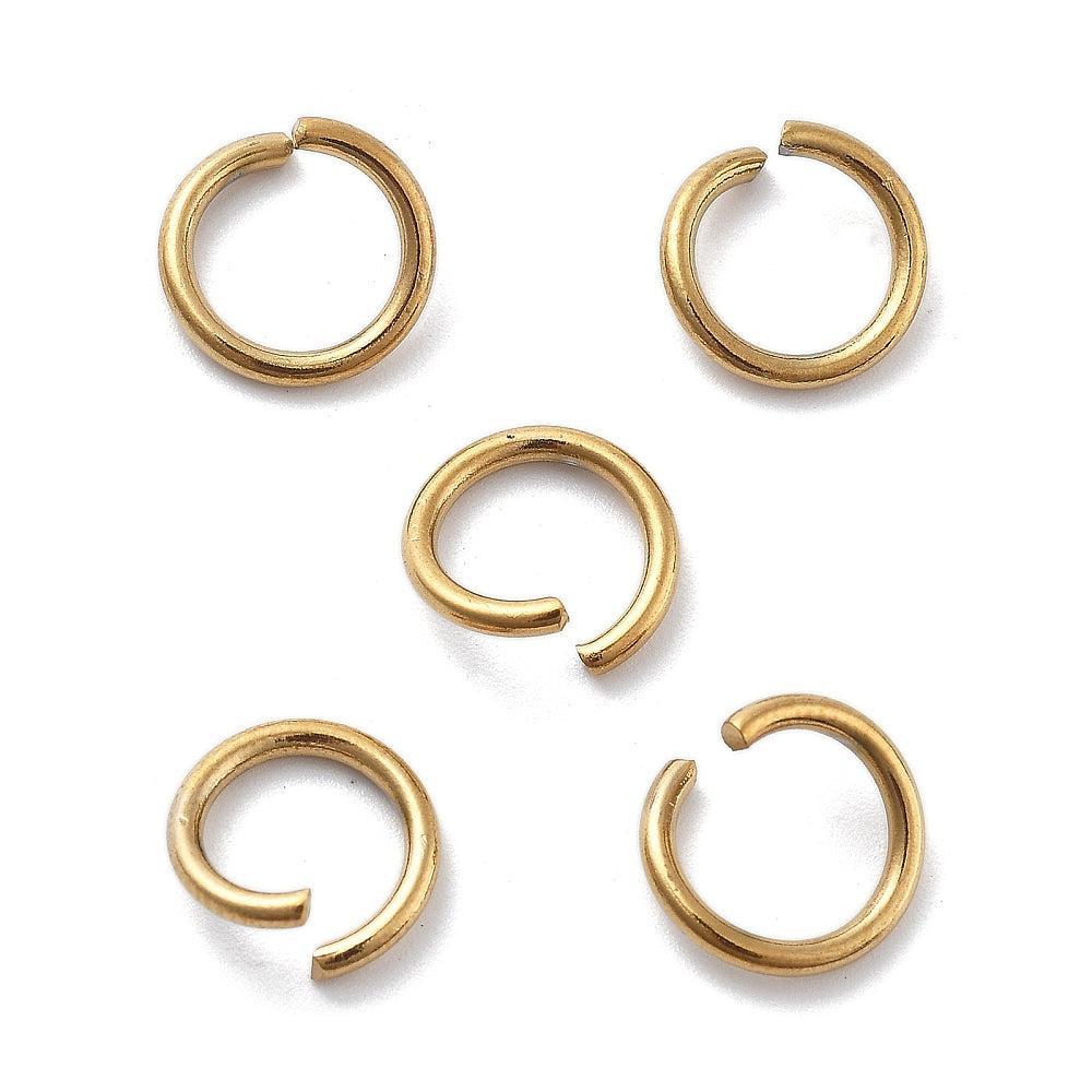 Ringetjes RVS 18k goud 10,5mm- per 8 stuks-bedels-Kraaltjes van Renate