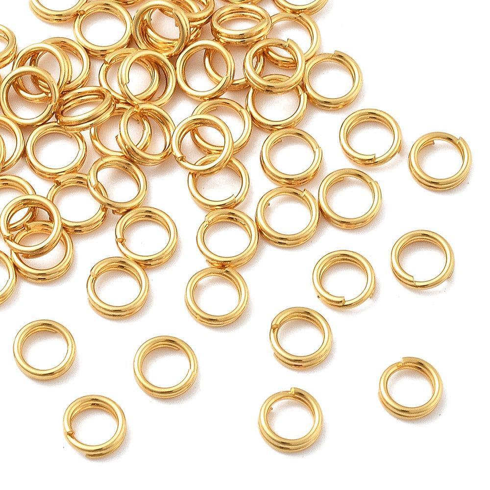 Ringetjes RVS 18k goud 5mm- per 4 stuks-bedels-Kraaltjes van Renate