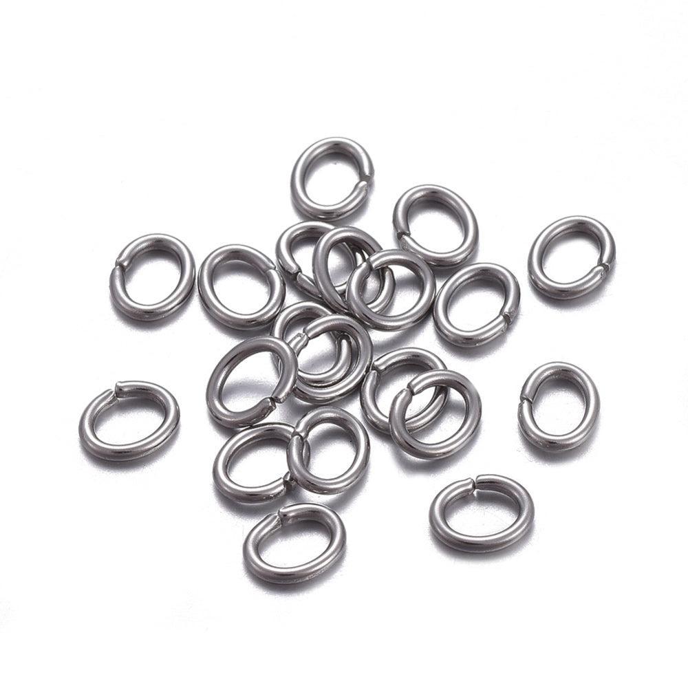 Ringetjes RVS zilver ovaal 5x4x0,8mm - per 20 stuks-Onderdelen-Kraaltjes van Renate