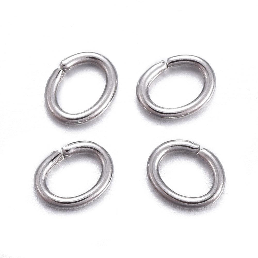Ringetjes RVS zilver ovaal 5x4x0,8mm - per 20 stuks-Onderdelen-Kraaltjes van Renate