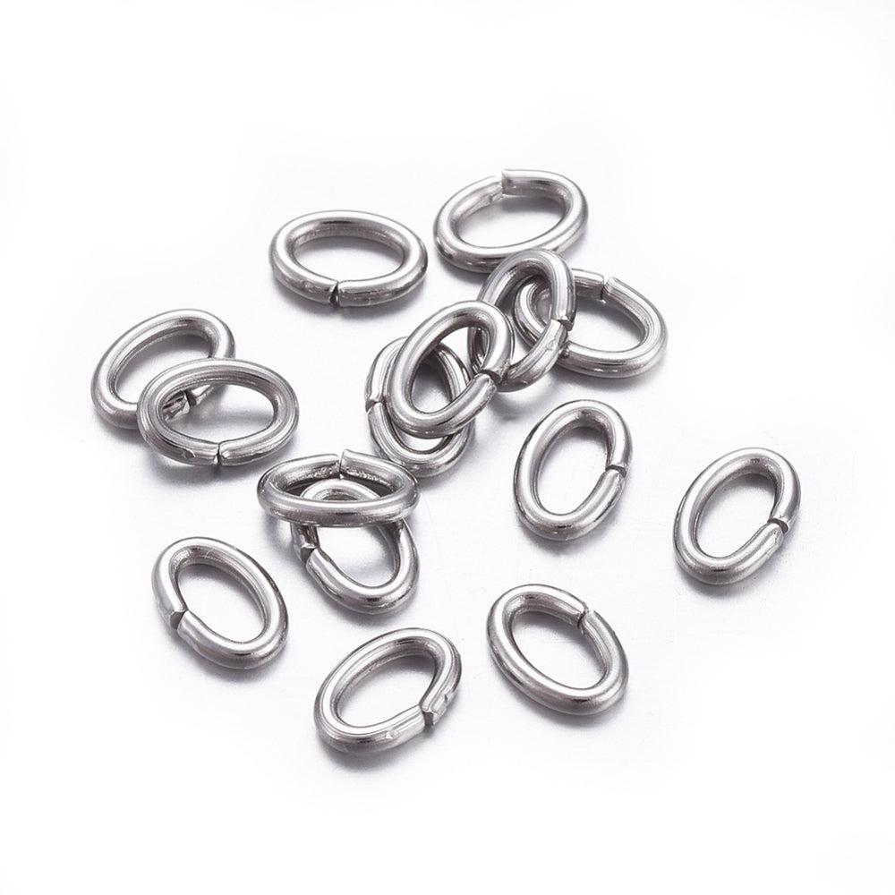 Ringetjes RVS zilver ovaal 6x1x4mm - per 60 stuks-Onderdelen-Kraaltjes van Renate
