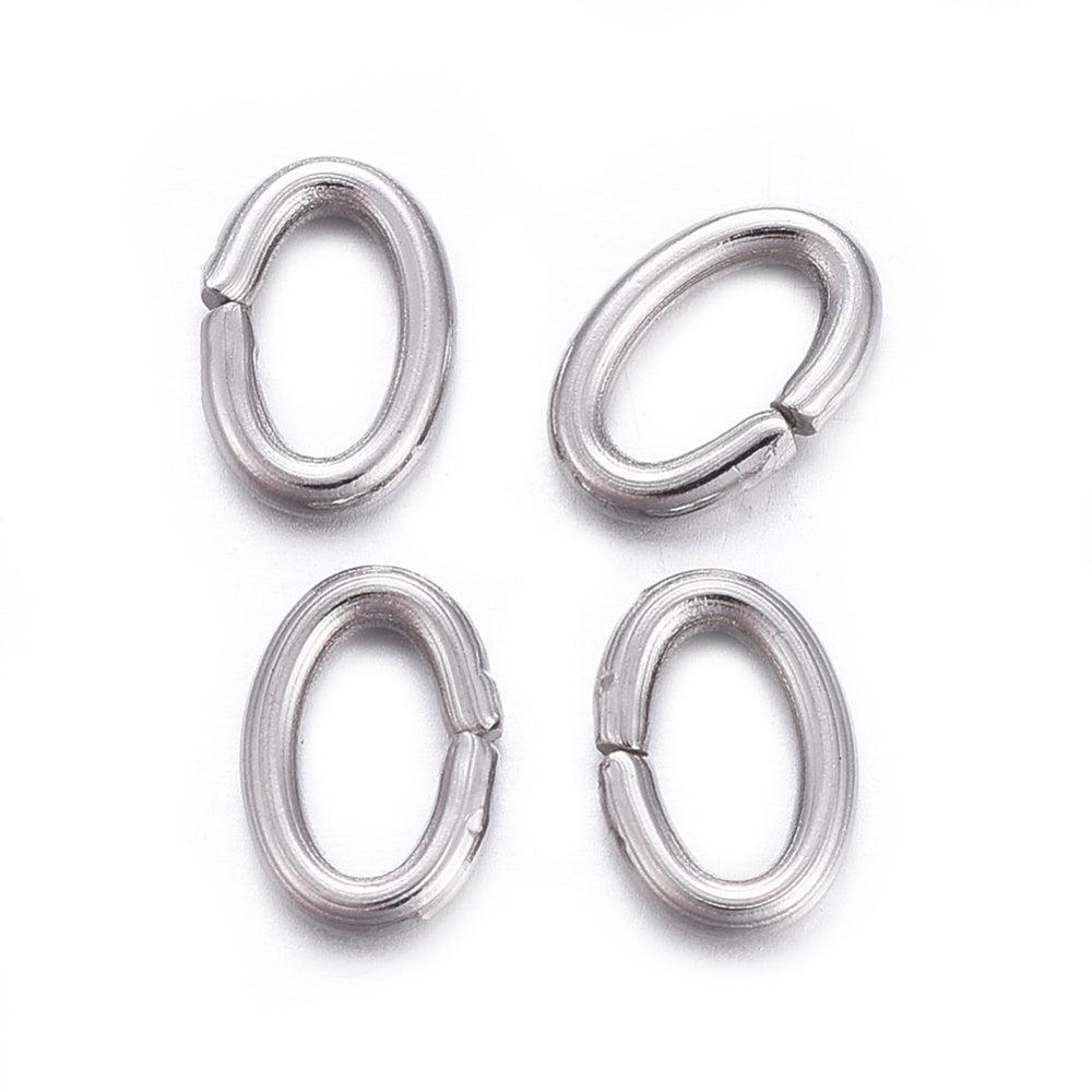 Ringetjes RVS zilver ovaal 6x1x4mm - per 60 stuks-Onderdelen-Kraaltjes van Renate