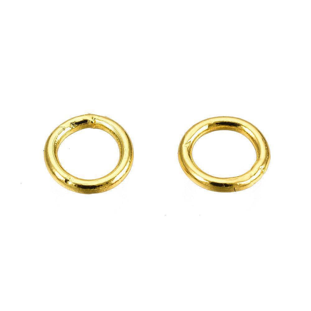 Ringetjes dicht RVS goud 4x0.7mm- per 6 stuks-Onderdelen-Kraaltjes van Renate