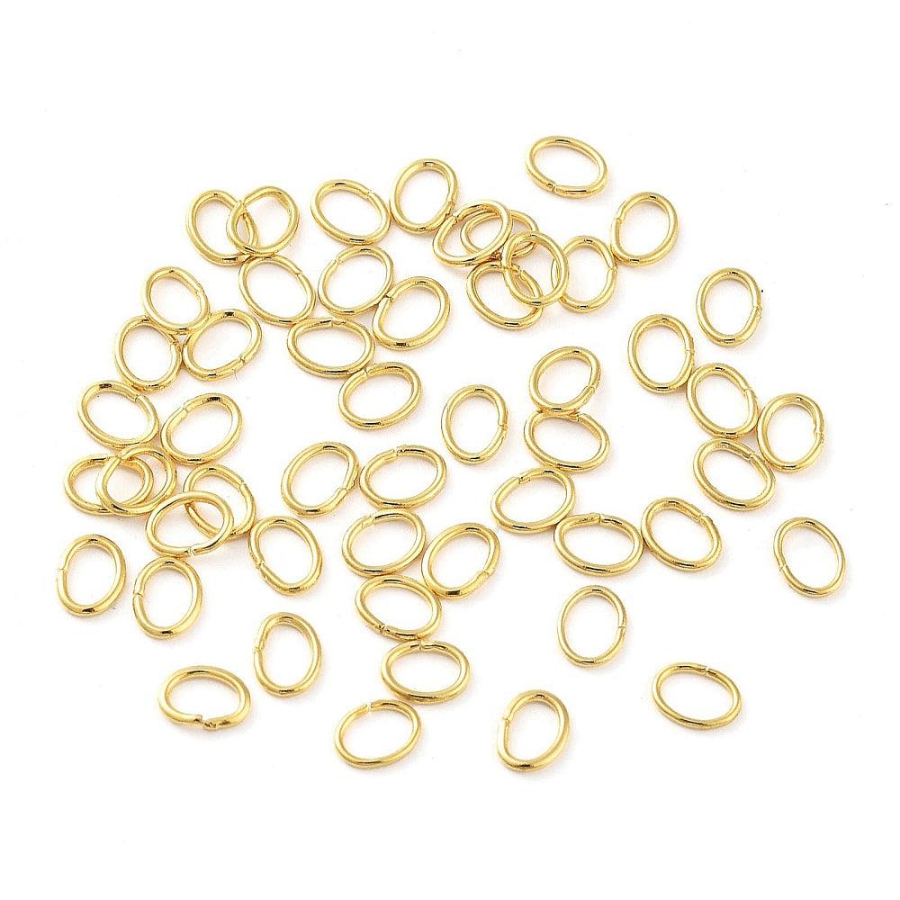 Ringetjes ovaal 18K RVS goud 3,5x4x0,6mm - per 25 stuks-Onderdelen-Kraaltjes van Renate