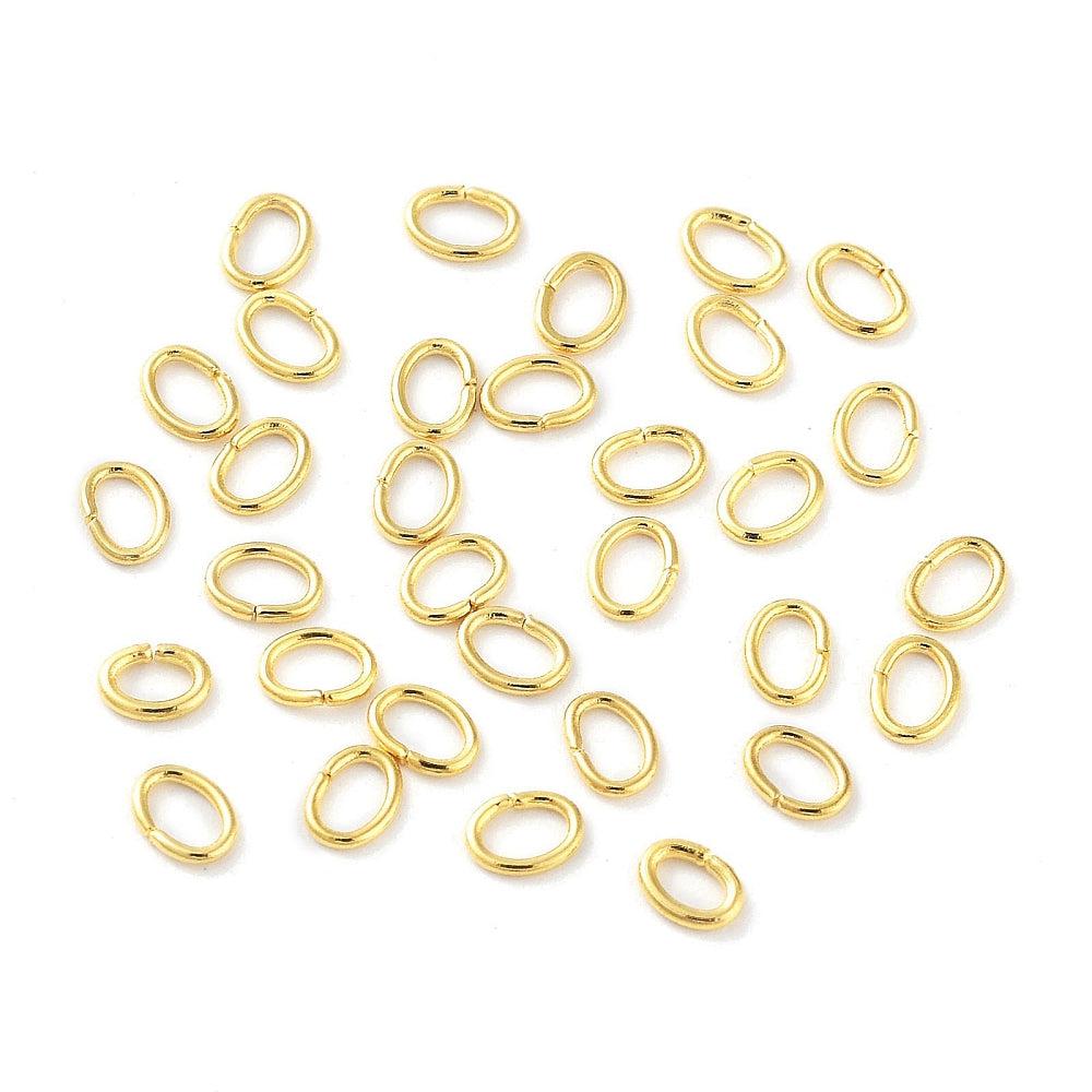 Ringetjes ovaal 18K RVS goud 3x4x0.6mm - per 30 stuks-Onderdelen-Kraaltjes van Renate