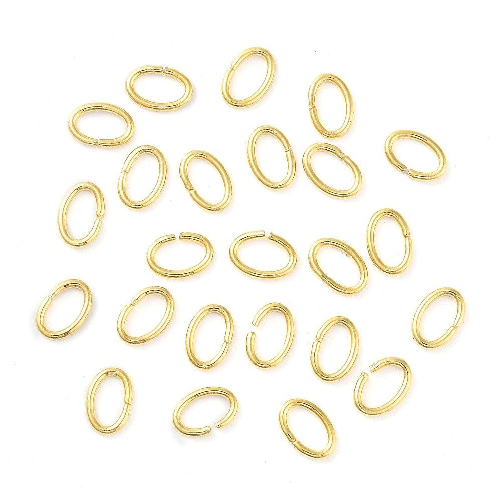 Ringetjes ovaal 18K RVS goud 4x6x0.8mm - per 25 stuks-Onderdelen-Kraaltjes van Renate