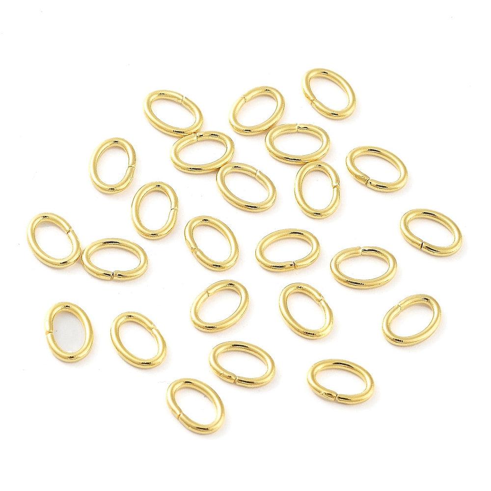 Ringetjes ovaal 18K RVS goud 5x7x1mm - per 25 stuks-Onderdelen-Kraaltjes van Renate