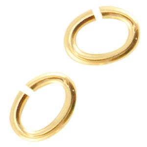 Ringetjes ovaal metaal goud DQ 6x4,3x0,9mm - 30 stuks-Kraaltjes van Renate