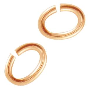 Ringetjes ovaal metaal rosegoud DQ 4x3x0,6mm - 30 stuks-Kraaltjes van Renate