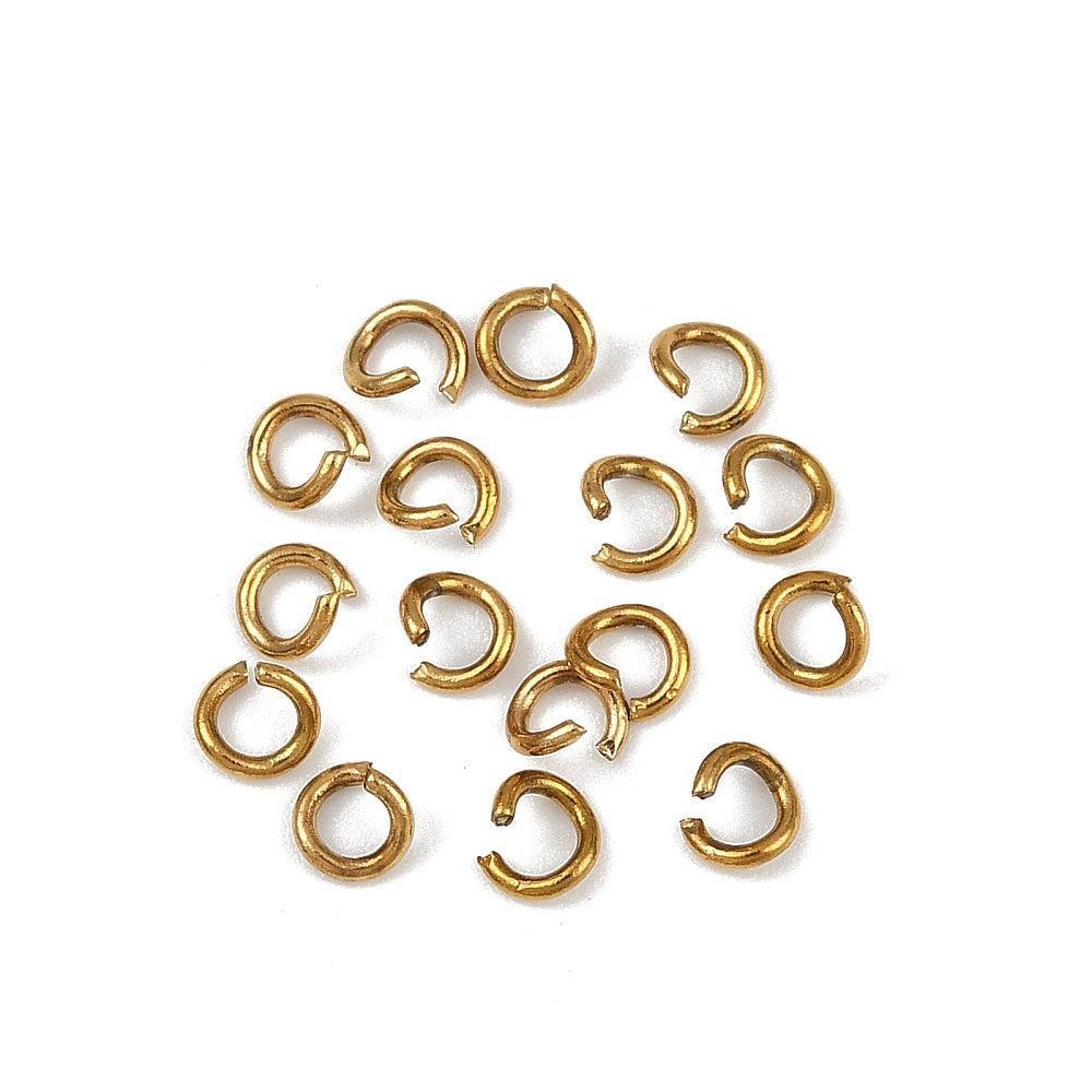 Ringetjes premium RVS goud 5x1mm - per 12 stuks-Onderdelen-Kraaltjes van Renate