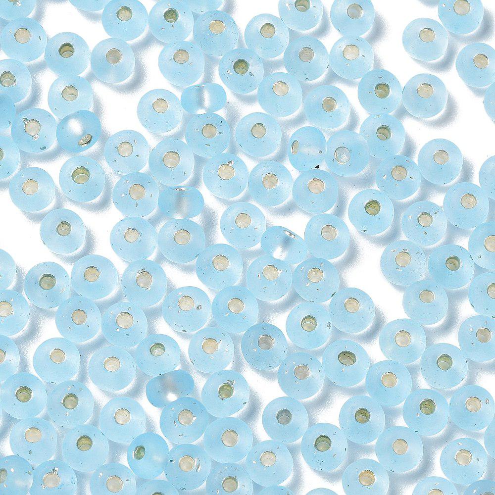 Rocailles DQ frosted silverlined lichtblauw 4,5x3mm-Kralen-Kraaltjes van Renate