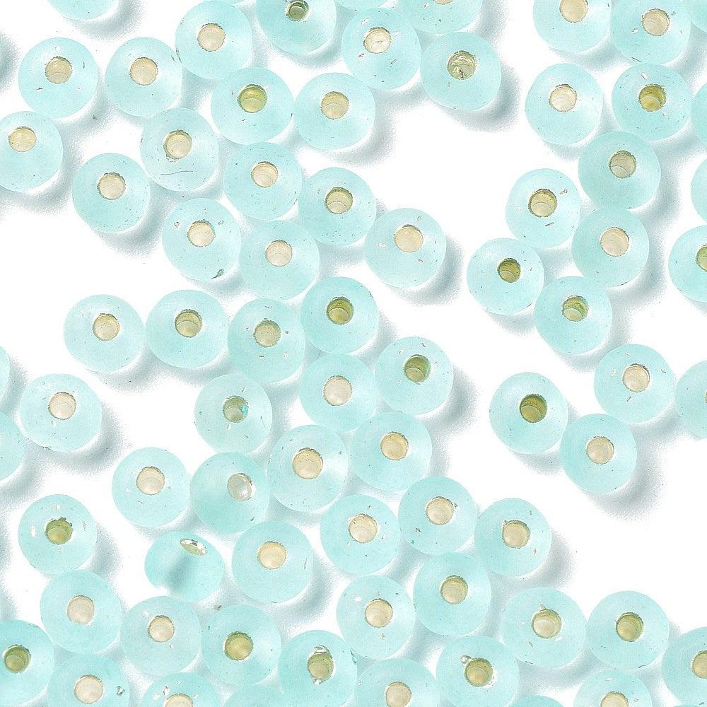 Rocailles DQ frosted silverlined pale turquoise 4,5x3mm-Kralen-Kraaltjes van Renate
