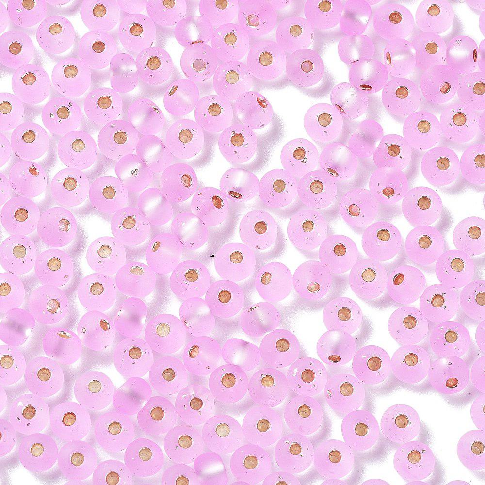 Rocailles DQ frosted silverlined pink 4,5x3mm-Kralen-Kraaltjes van Renate