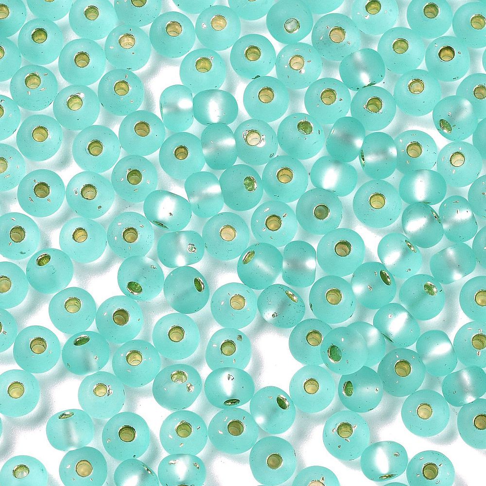 Rocailles DQ frosted silverlined turquoise 4,5x3mm-Kralen-Kraaltjes van Renate