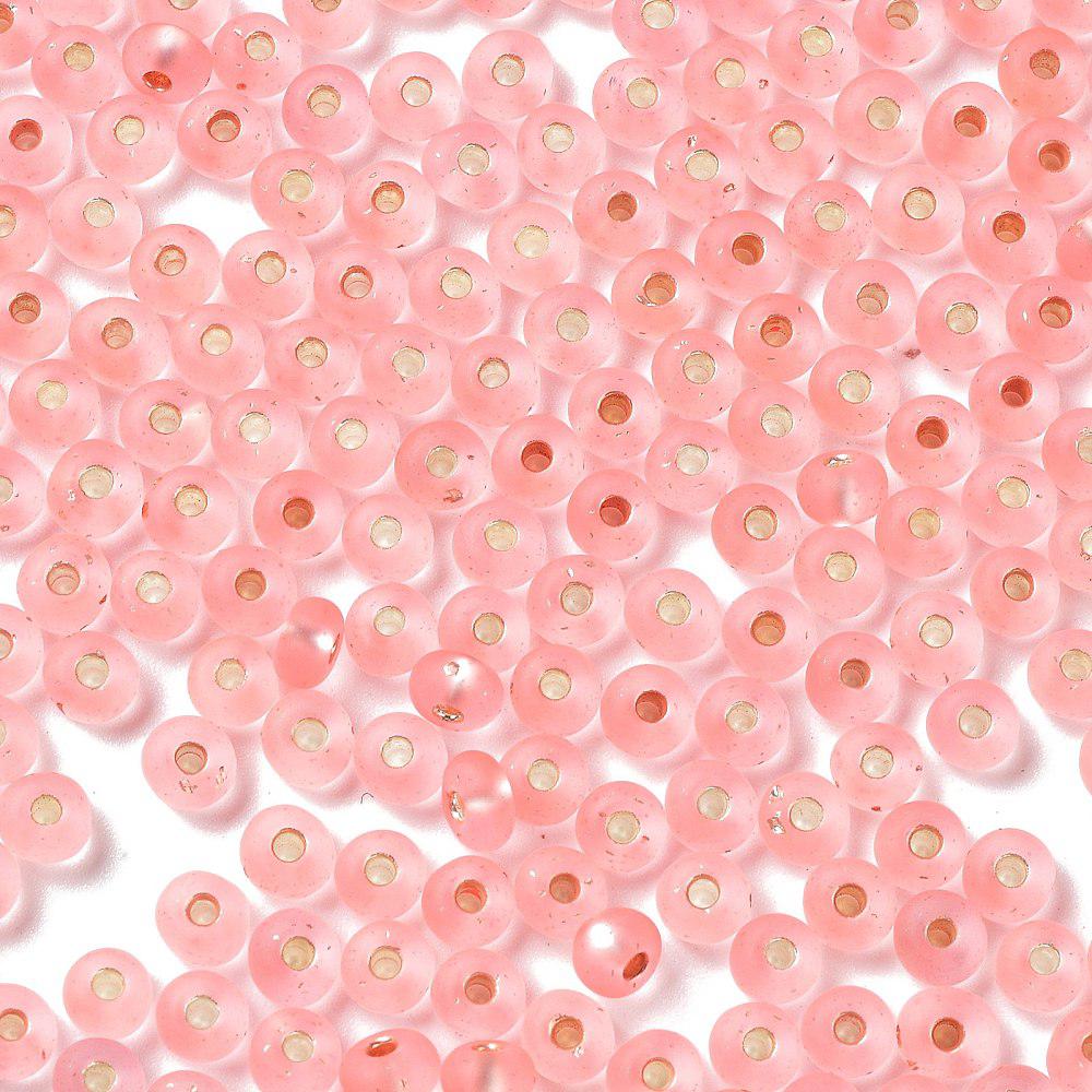 Rocailles DQ frosted silverlined zalm 4,5x3mm-Kralen-Kraaltjes van Renate