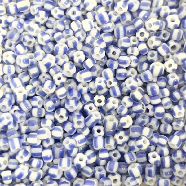 Rocailles glas Striped blauw 11/0 (2mm) - 15 gram-Kraaltjes van Renate