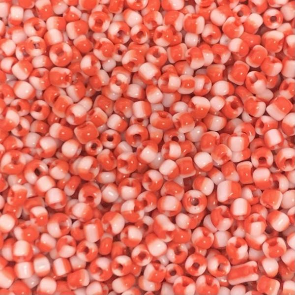 Rocailles glas Striped rood 11/0 (2mm) - 15 gram-Kraaltjes van Renate