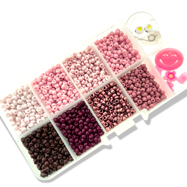 Mini starters box rocailles 3mm Berry pink-DIY-Kraaltjes van Renate
