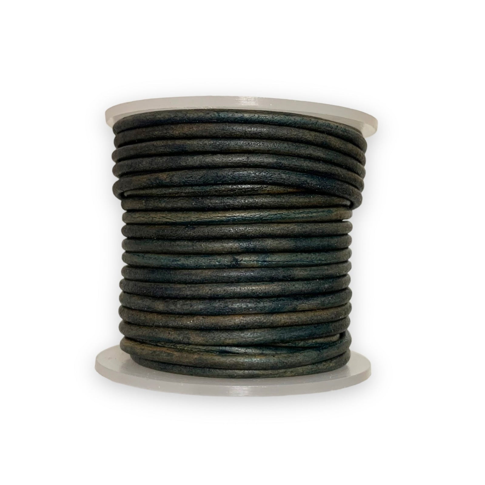 Rond leer 2mm Matte Vintage Blauw - prijs per meter-Leer-Kraaltjes van Renate