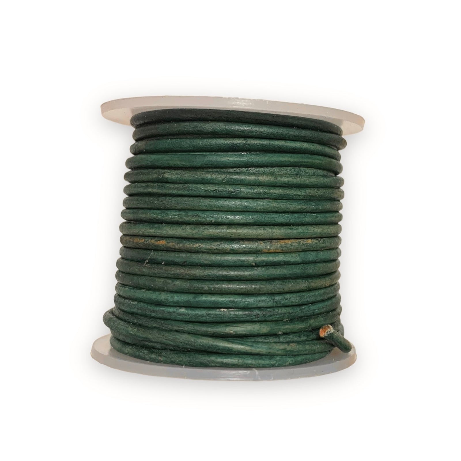 Rond leer 2mm Matte Vintage Donkergroen - prijs per meter-Leer-Kraaltjes van Renate