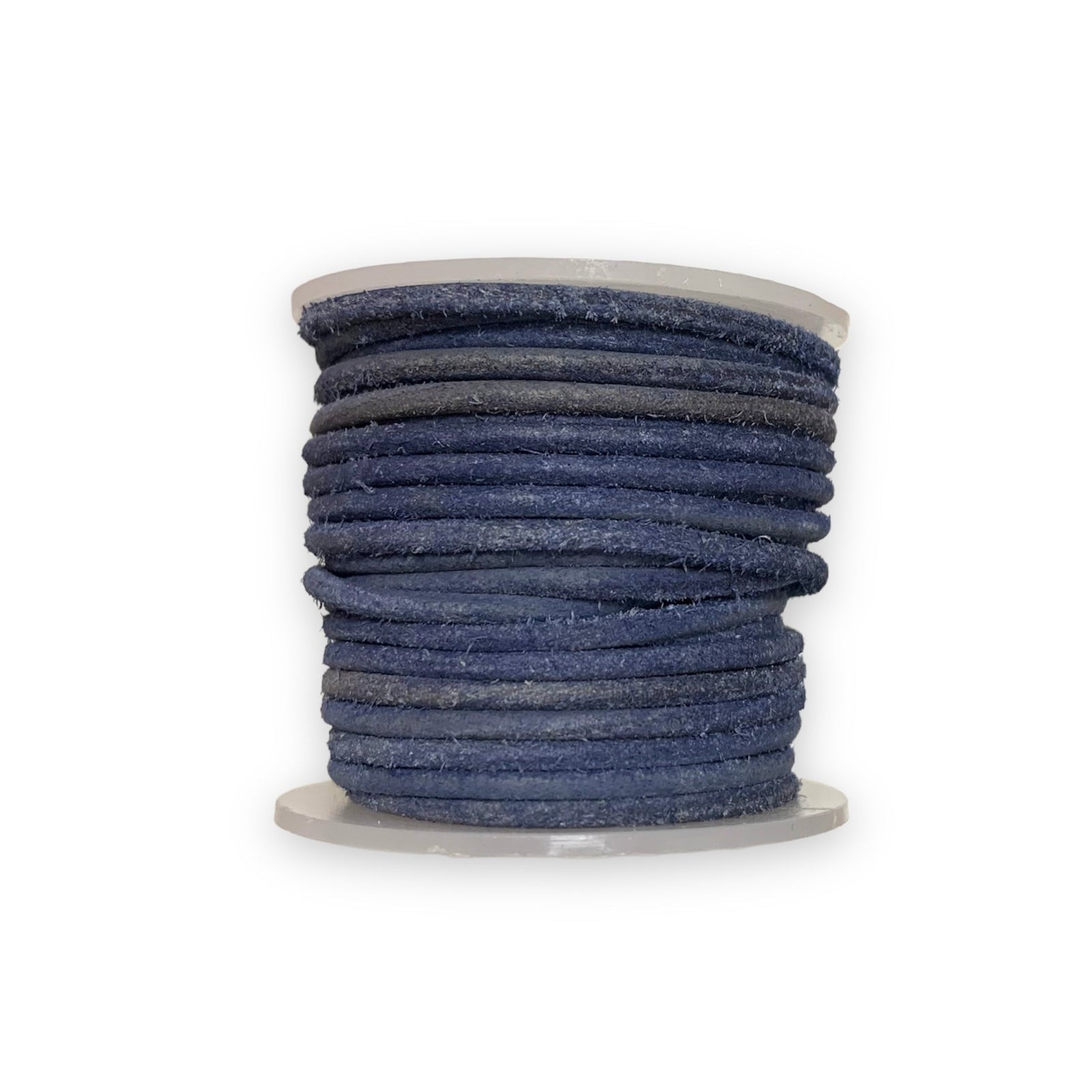 Rond leer 2mm Matte Vintage Lichtblauw - prijs per meter-Leer-Kraaltjes van Renate