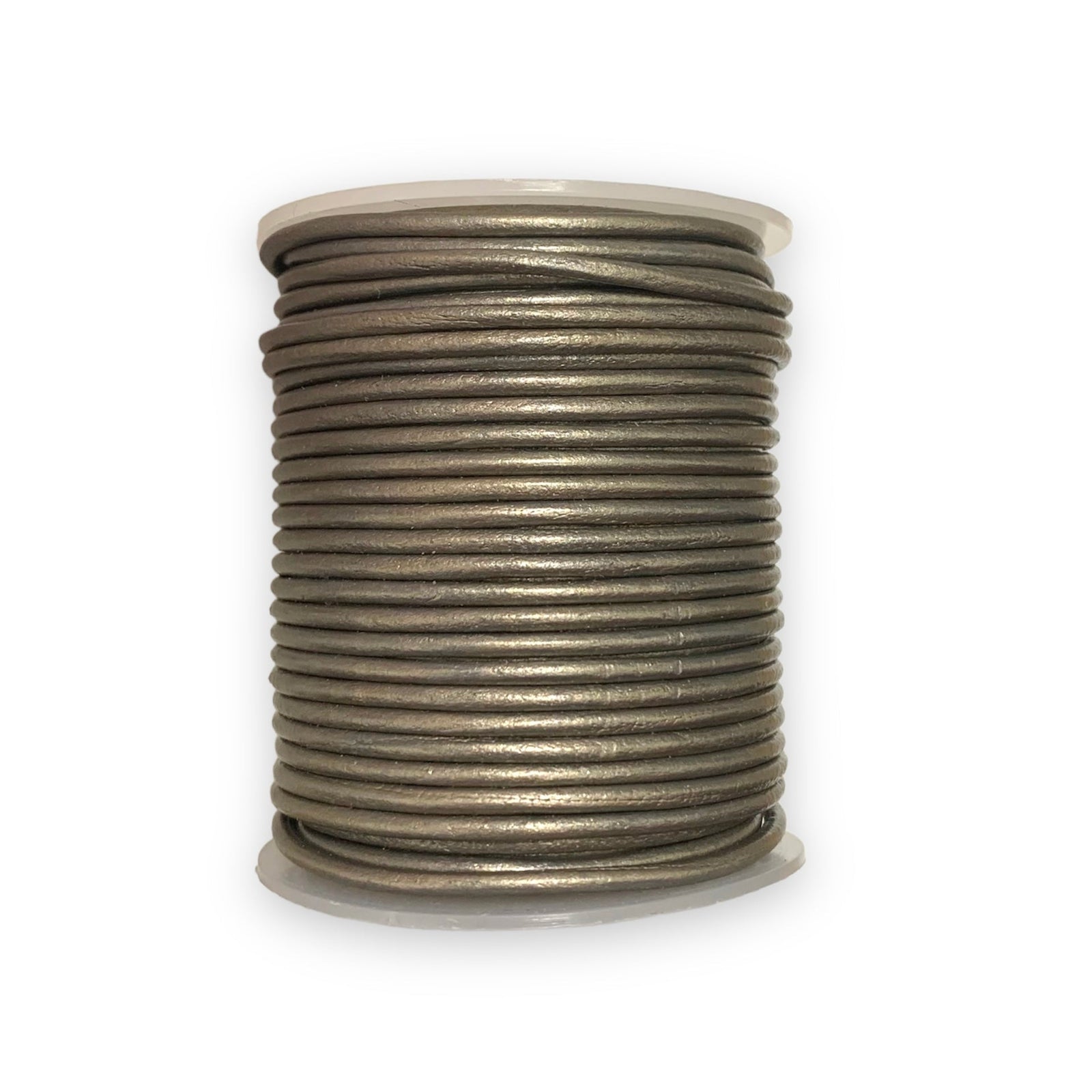 Rond leer 2mm Metallic Grijs Goud - prijs per meter-Leer-Kraaltjes van Renate