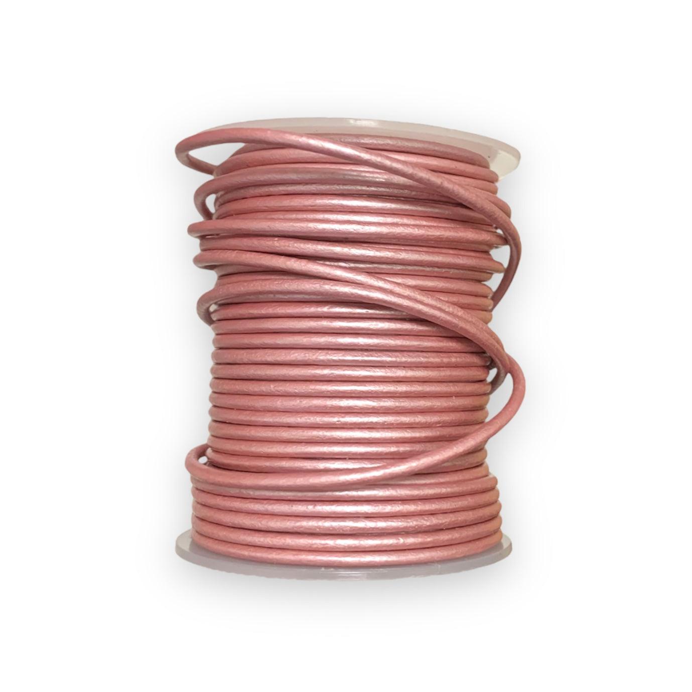 Rond leer 2mm Metallic Roze - prijs per meter-Leer-Kraaltjes van Renate
