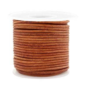 Rond leer 2mm Vintage copper brown - prijs per meter-Leer-Kraaltjes van Renate