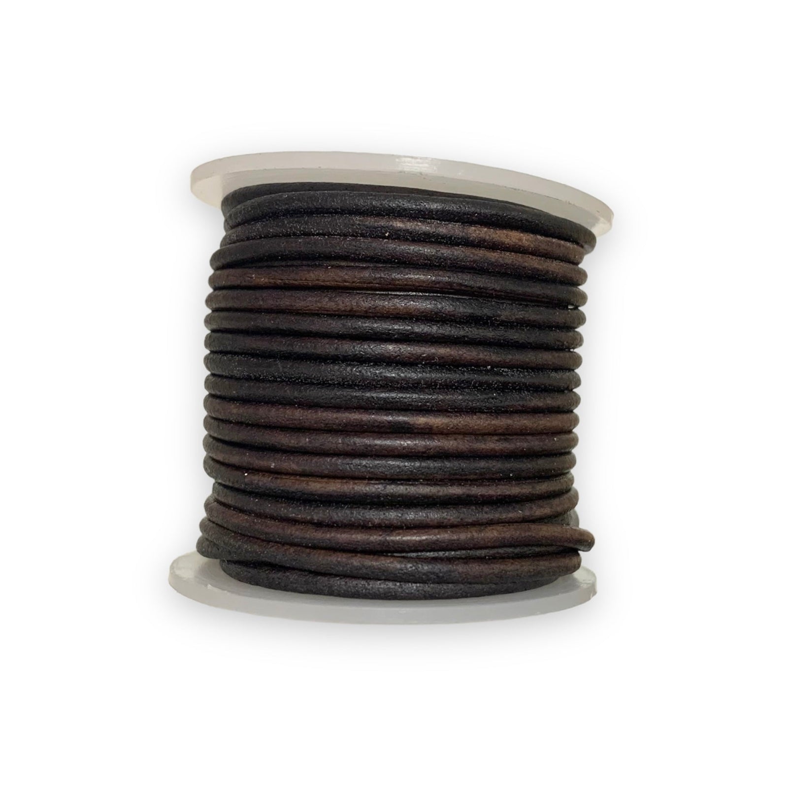 Rond leer Mat donkerbruin 2mm - per meter-Leer-Kraaltjes van Renate