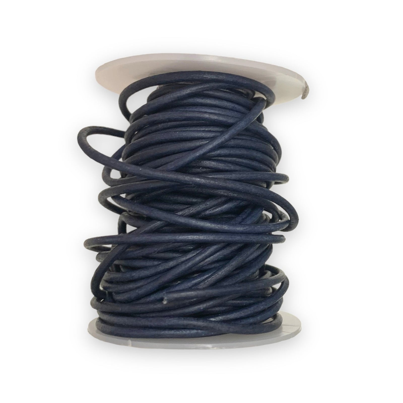 Rond leer Matte blauw 2mm - per meter-Leer-Kraaltjes van Renate