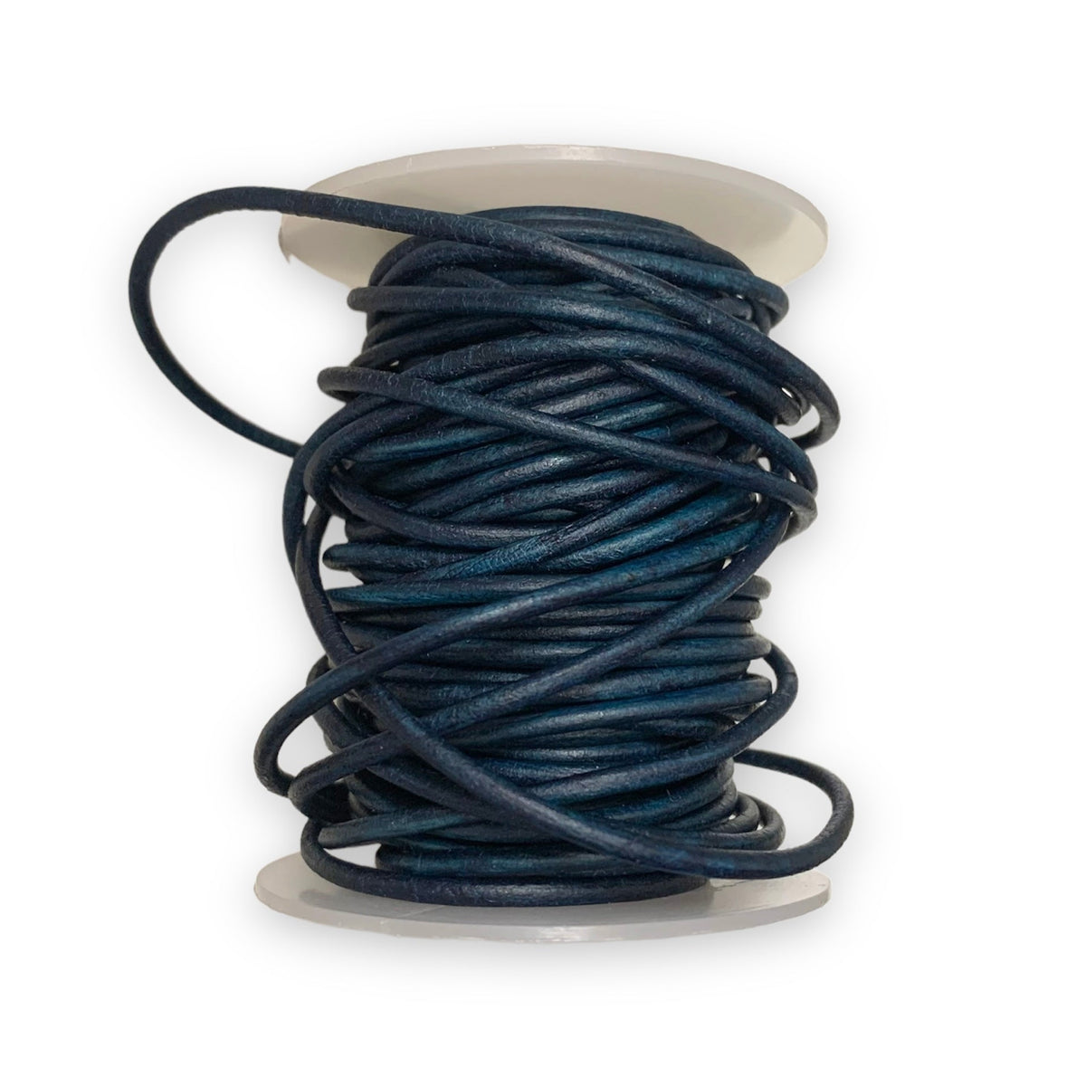 Rond leer Matte blauw 2mm - per meter-Leer-Kraaltjes van Renate