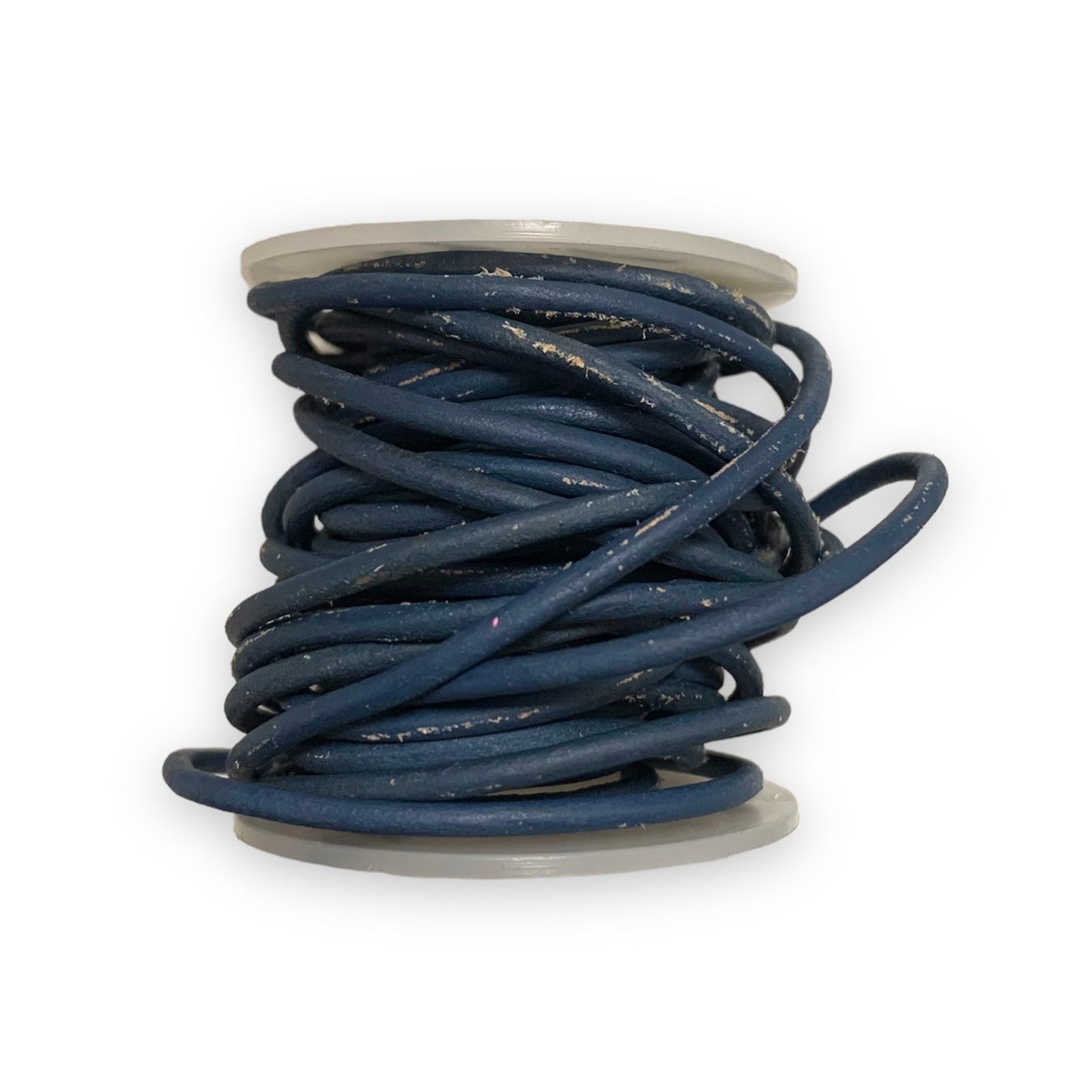 Rond leer Matte vintage blauw 2mm - per meter-Leer-Kraaltjes van Renate