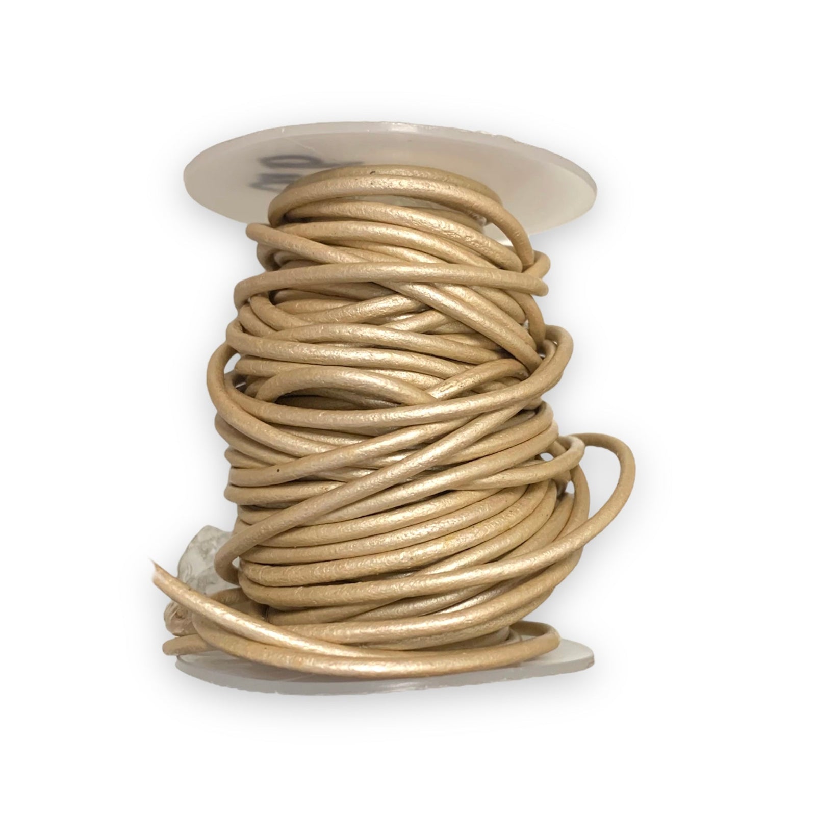 Rond leer Metallic beige 2mm - per meter-Leer-Kraaltjes van Renate